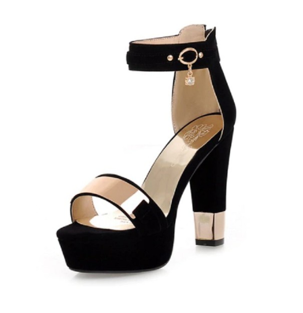 Sandalias de plataforma Fanny para mujer negro 37
