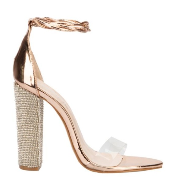 Sandalias de tacón con purpurina para mujer dorado 39