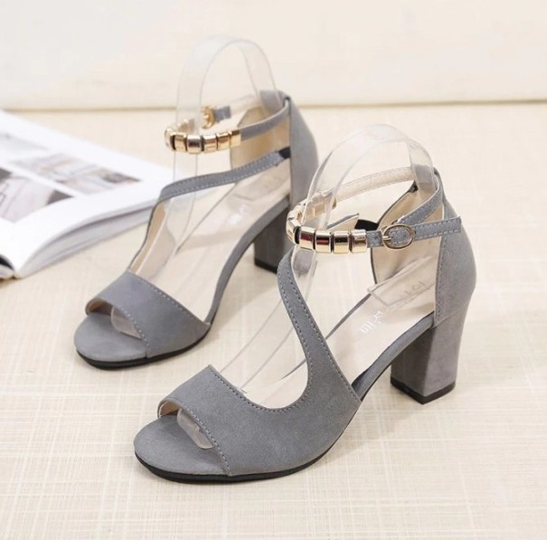 Sandalias de tacón de ante para mujer gris 37