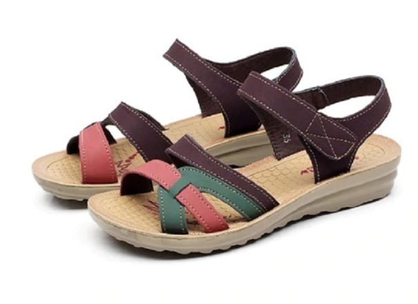 Sandalias de tiras para mujer con cierre de velcro marrón 41