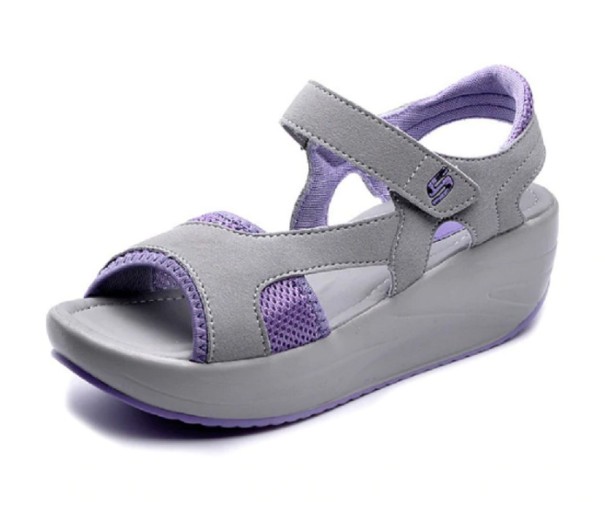 Sandalias de tiras para mujer con cierre de velcro morado 38