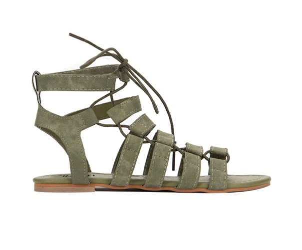 Sandalias de tiras para mujer verde militar 39