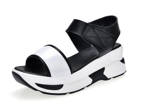 Sandalias de verano para mujer con cierre de velcro blanco 39