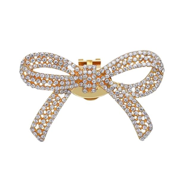 Sangle décorative pour escarpins en forme de nœud avec strass 6×4 cm métal avec clip de fixation accessoire pour chaussures élégant complément doré