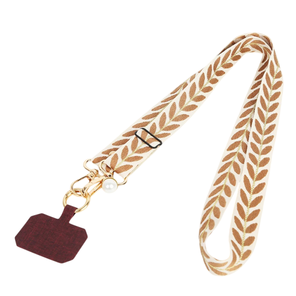 Sangle pour téléphone mobile Sangle réglable pour le cou ou l'épaule Pendentif en perles Cordons anti-perte de téléphone marron