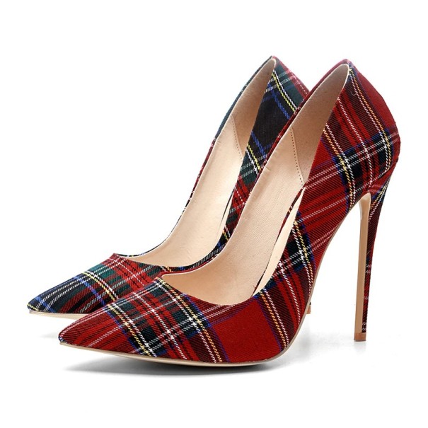 Sapatilhas de senhora xadrez J1097 vermelho 34