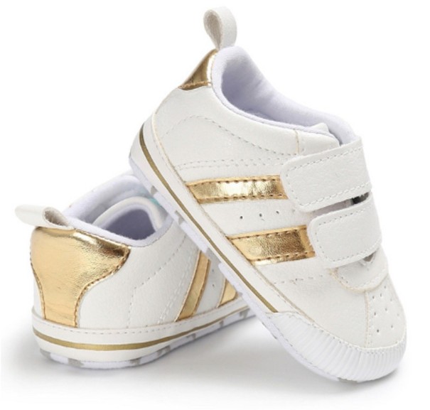 Sapatilhas para crianças com fecho de velcro dourado 6-12 meses