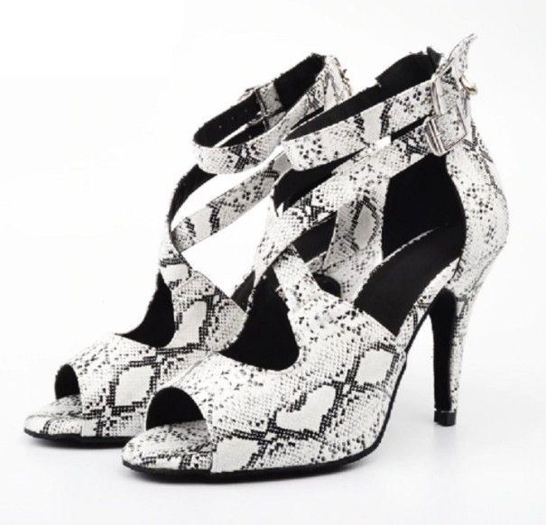 Sapatos de dança femininos com padrão de cobra 36 7,5 cm
