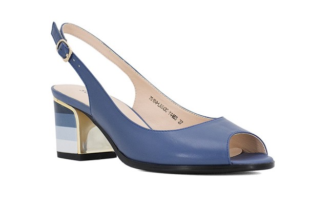 Sapatos de senhora com salto riscado azul 35