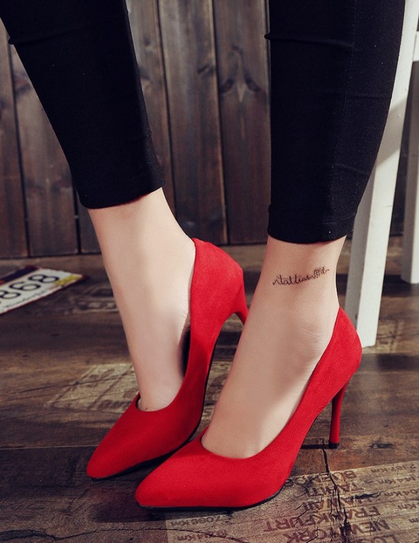 Sapatos de senhora em camurça vermelho 34