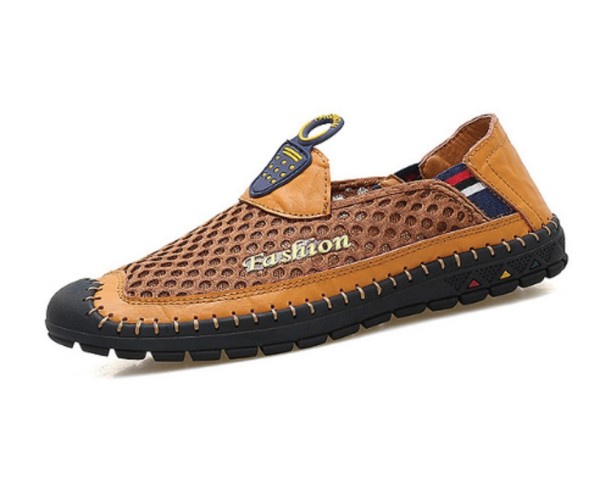 Sapatos modernos e respiráveis para homem J2141 castanho claro 38