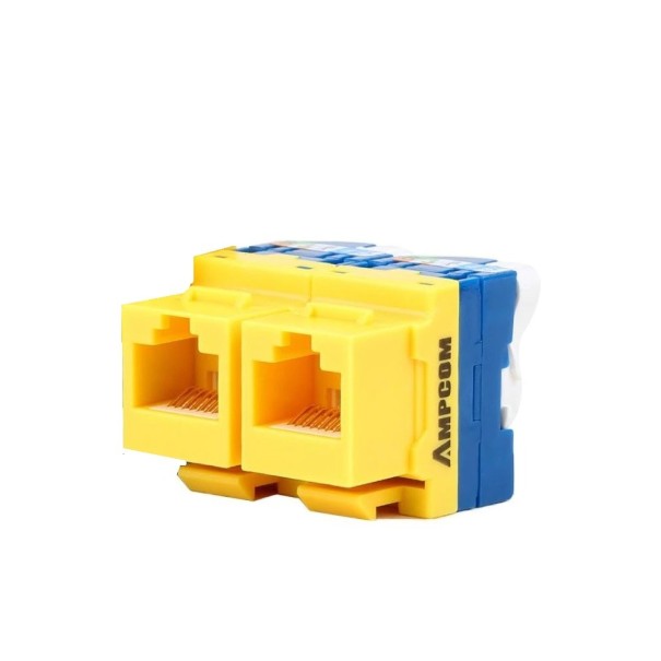 Sarokcsatlakozó CAT 6 RJ45 hüvely 2 db sárga