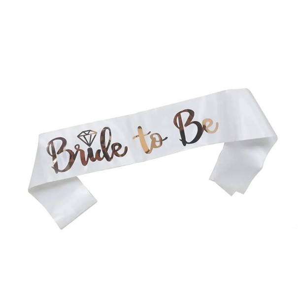 Sash de boda Bride To Be Blanca Satén 156 x 9,5 cm Despedida de soltera Decoración 1