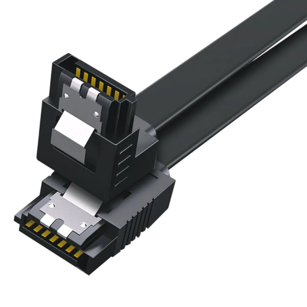 SATA III -kaapeli 6 Gb/s 39 cm Musta datakaapeli kulmaliittimellä kiintolevyille, SSD-levyille, kiintolevyille, nopeaan tiedonsiirtoon, tietokoneen 1