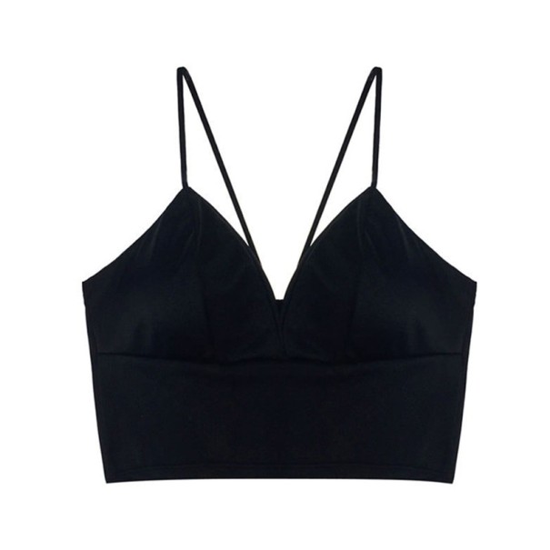 Satijnen croptop voor dames zwart