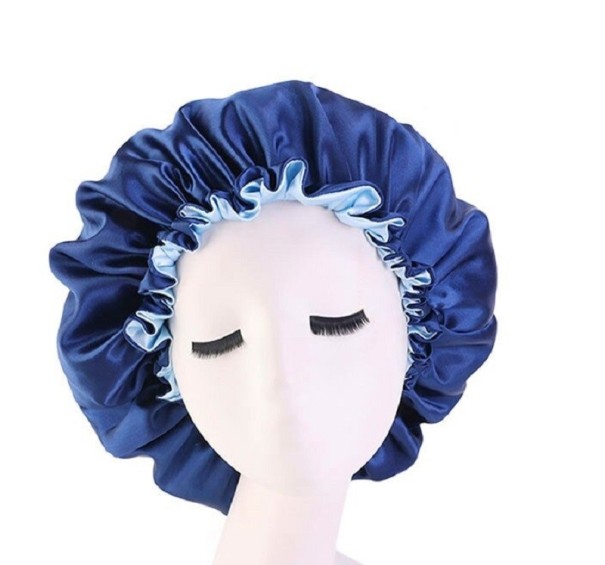 Satijnen slaapmuts voor dames N972 donkerblauw