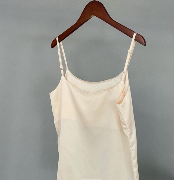 Satijnen tanktop voor dames beige M