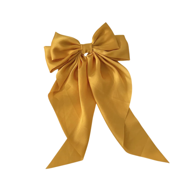 Satin Hair Bow 40 x 21 cm Elegant Hair Accessory Women's Fashion Accessory Subtle Shine Stylish Tying Comfortable Wear yellow