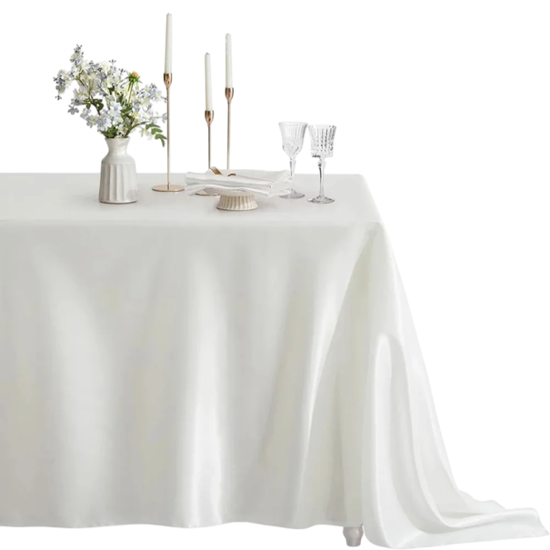 Satinduk 145 x 160 cm Rektangulär glänsande duk för festbord Bröllopsdekoration Dekorativ duk Olika färger vit