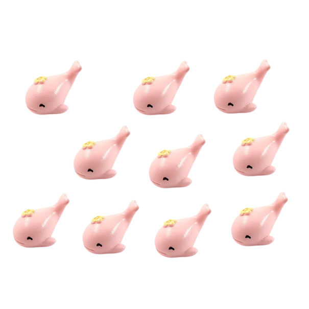Sats 10 st Mini figur av delfin 1,7 × 1,1 cm Resin dekoration för krukväxt akvarium eller mini trädgård rosa