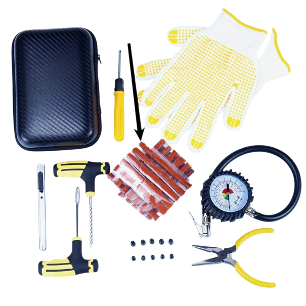 Sats för reparation av tubeless däck 34 delar Bil Moto Lastbil Bärbart verktyg Professionella gummiremsor Reparation av punktering 1
