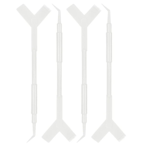 Sats med 10 st plastapplikatorer för fransar 11,5 x 3 cm Y-form Återanvändbara pinnar Kamm för lyft av fransar Makeupverktyg beige