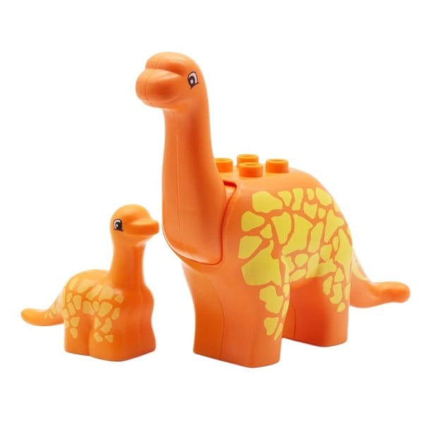 Sats med 2 orange dinosaurier av plastbyggklossar för barn 1