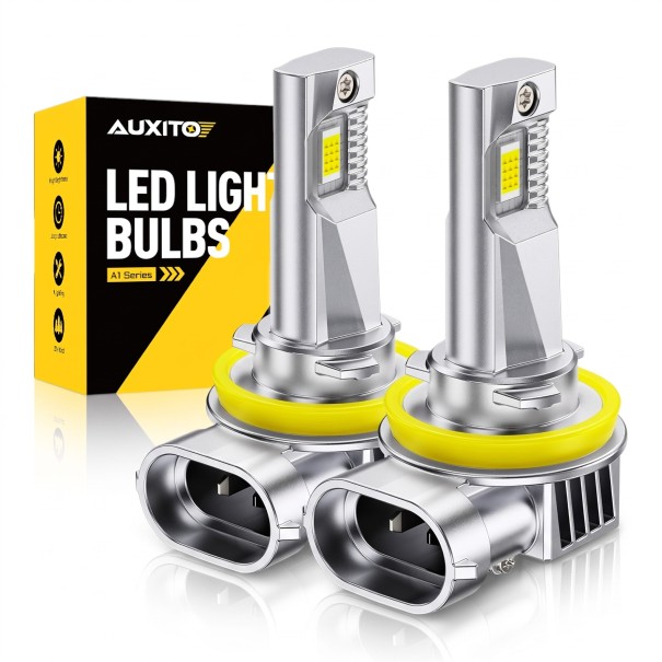 Sats med 2 st LED billampor AUXITO A1 9005 HB3 12 000 lm 50 W Kompakt metallkropp 6500 K Vitt ljus För bilstrålkastare 1