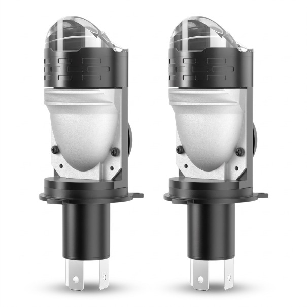 Sats med 2 st LED billampor DUAL VISION H4 9003 HB2 30 000 lm 300 W Mini lins 6000 K Vitt ljus Halvljus och helljus För högerstyrning 1