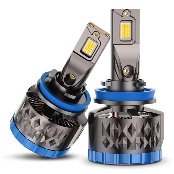 Sats med 2 st LED-billampor H11 40 000 lm 160 W 12 V 6500 K Kallt vitt ljus CSP 4575-chip Två kopparrör För bilstrålkastare 1
