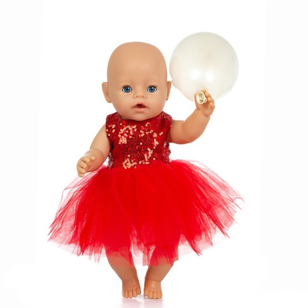 Šaty pre bábiku s flitrami červená