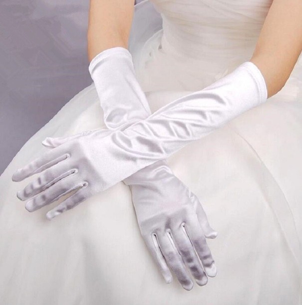 Satynowe rękawiczki damskie biały