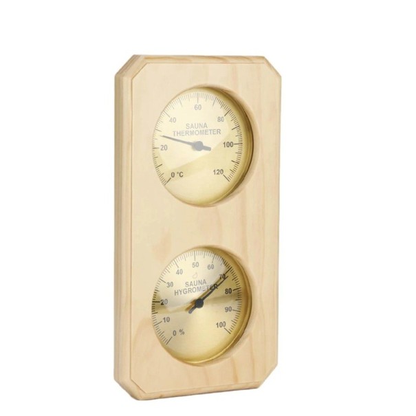 Saunathermometer en hygrometerset in houten frame 25,5 x 13,5 cm Analoge thermo-hygrometer Nauwkeurige klimaatmeter voor de sauna Luxe sauna-accessoire 1
