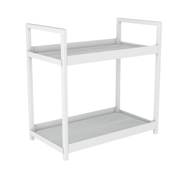 Scaffale da bagno a due piani 30x17x30 cm Organizzatore multifunzionale per cosmetici Mensola da bagno ad alta capacità con supporto bianco
