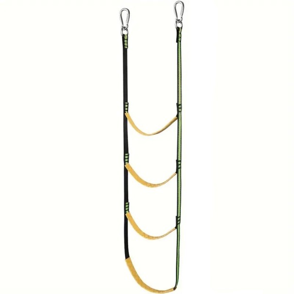 Scala di corda per imbarcazioni 4 pioli portata 200 kg lunghezza 128 cm nylon con moschettoni in acciaio inossidabile Nero-giallo per yacht barche e kayak 1