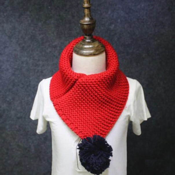 Scaldacollo in lana per bambini con pompon J599 5