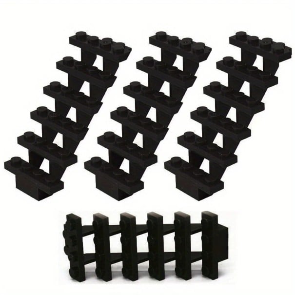 Scări pentru setul de construcție pentru copii 7,5 x 3,2 cm Scări drepte pentru casă Accesoriu pentru setul de construcție 4 bucăți negru