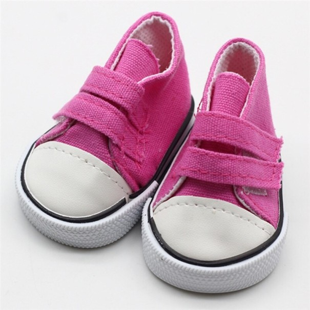 Scarpe con velcro per bambola rosa scuro