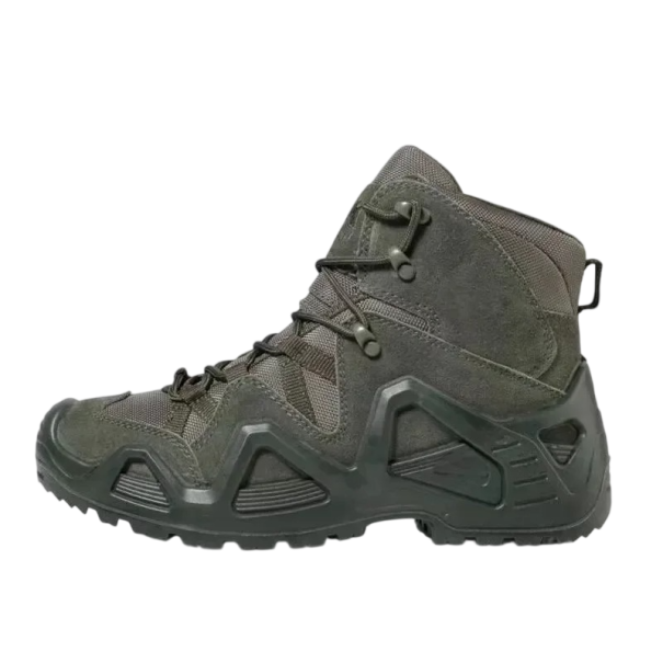 Scarpe da lavoro per uomo con collo alto, suola rinforzata e lacci, tessuto e pelle sintetica per lavoro e utilizzo all'aperto verde militare 41