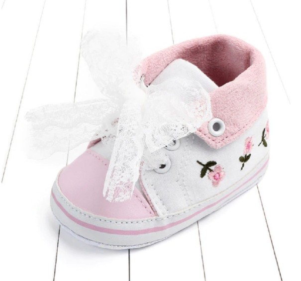 Scarpine da bambina con fiori A2489 bianco 6-12 mesi