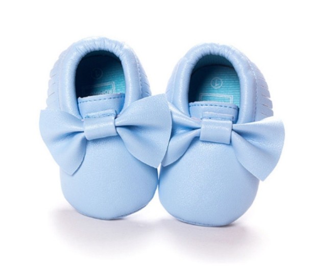 Scarpine da ragazza con fiocco blu 0-6 mesi