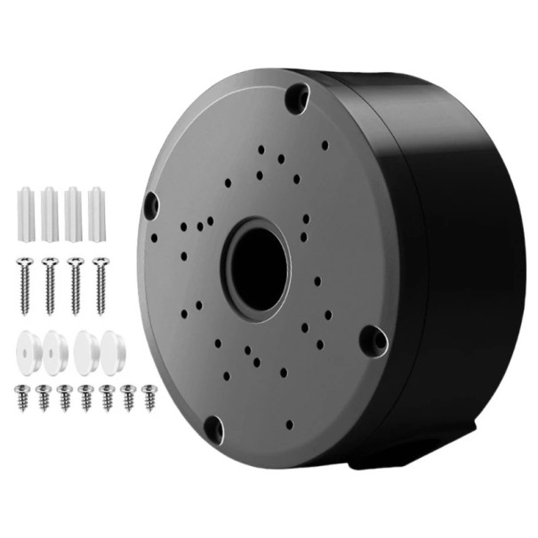 Scatola di distribuzione per telecamere 12 x 12 x 5,4 cm Supporto per cablaggio in plastica impermeabile per sistemi di telecamere nero