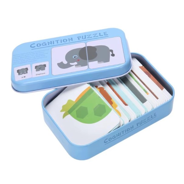 Scatola di metallo 11 x 7 x 3 cm con carte cognitive Animali Schede illustrate educative per bambini piccoli Giocattolo per lo sviluppo 1