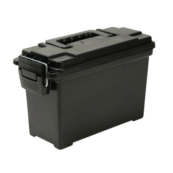 Scatola di plastica per munizioni con coperchio 180x290x129 mm leggera 0,45 kg scatola resistente per la conservazione e il trasporto di munizioni nero