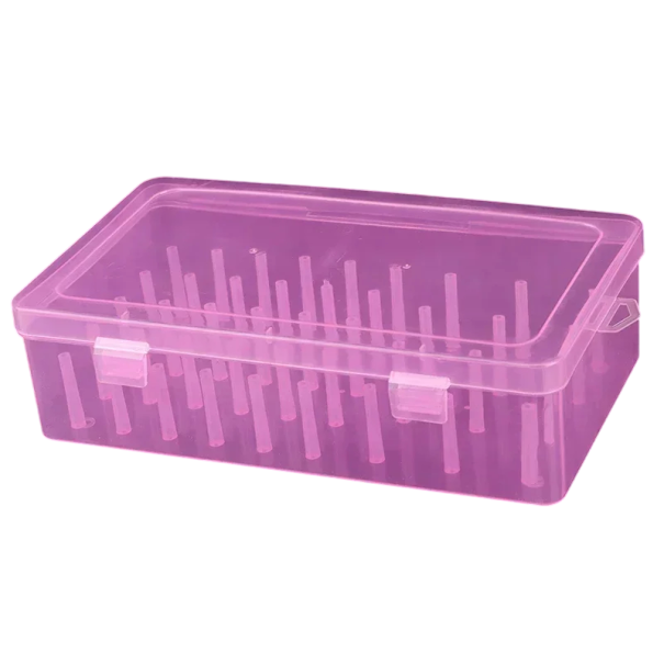 Scatola per fili da cucire con 42 scomparti 23,7 x 13,7 x 6,6 cm Organizzatore per bobine in plastica PP Supporto per accessori da cucito rosa