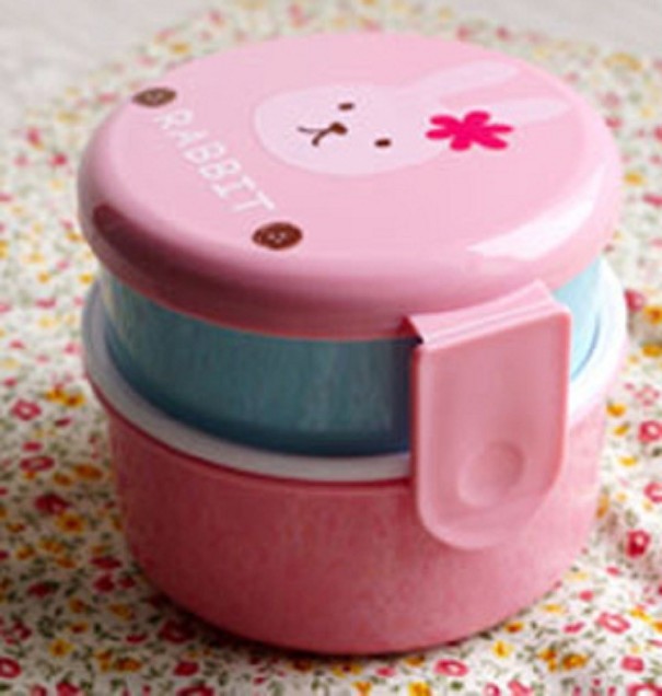 Scatola per il pranzo per bambini a due piani rosa