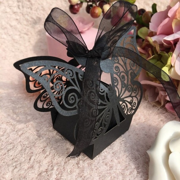Scatola regalo con farfalla 10 pz nero
