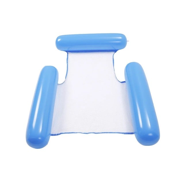 Scaun de apă suspendat 133 x 100 cm PVC Saltea gonflabilă cu spătar și brațe Scaun plutitor pentru piscină pentru relaxare albastru