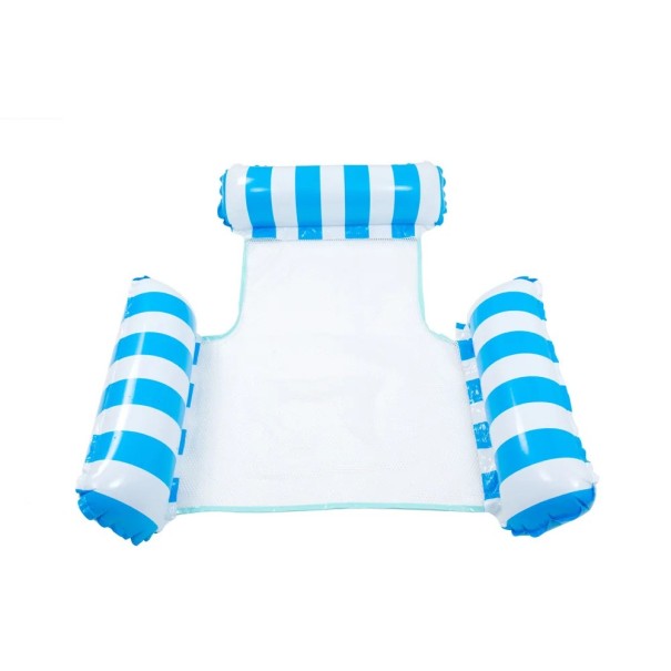 Scaun de balace pe apă 133 x 100 cm PVC Saltea gonflabilă cu spătar și brațe Scaun plutitor pentru piscină pentru relaxare albastru