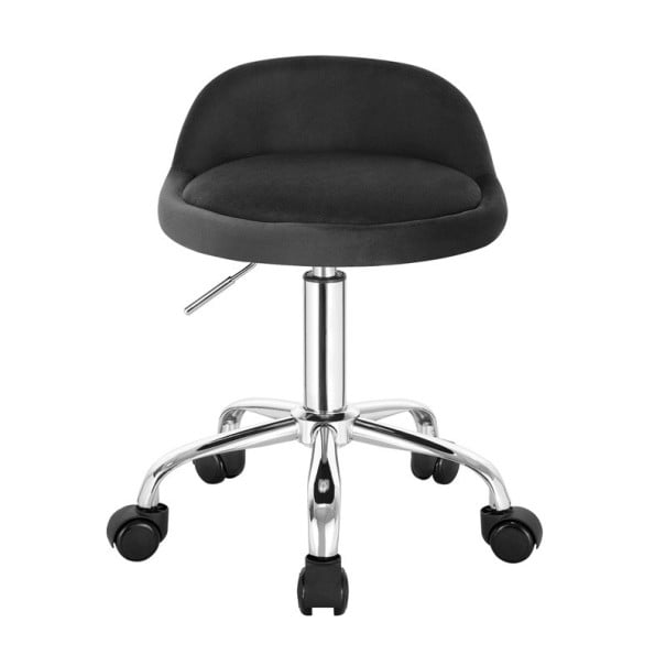 Scaun de birou rotativ cu roți și spătar jos, înălțime 53-64,5 cm, șezut 44 cm, catifea și metal, capacitate de încărcare de până la 120 kg, pentru birou gri